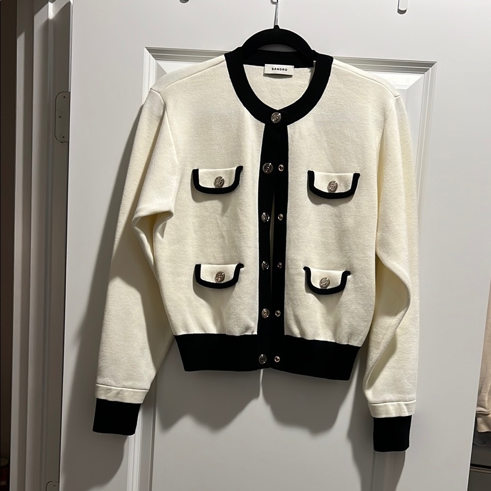 Sandro Chic Black and White Cardigan